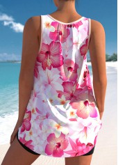 Pink Plus Size Floral Print Tankini Top-No Bottom