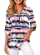 Multi Color Plus Size Striped Blouse