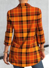 Orange Plus Size Tartan Print Blouse
