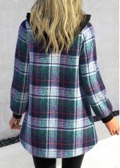 Blackish Green Tartan Zipper Long Sleeve Jacket