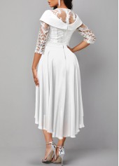 Lace Patchwork X Shape White Midi Dress