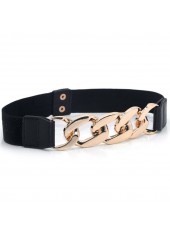 Black Chain Leather Metal Detail Belt