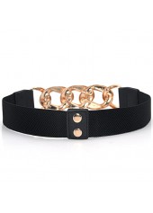 Black Chain Leather Metal Detail Belt