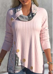 Light Pink Plus Size Paisley Print Sweatshirt
