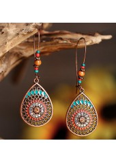 Copper Dark Camel Waterdrop Shape Earrings