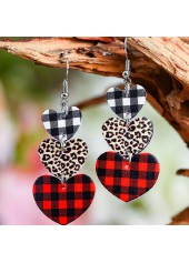 Multi Color Plaid Leopard Heart Earrings