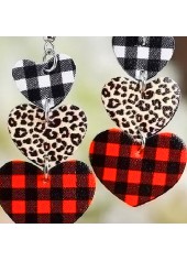Multi Color Plaid Leopard Heart Earrings