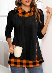 Black Plus Size Geometric Print Regular Sleeve Sweatshirt