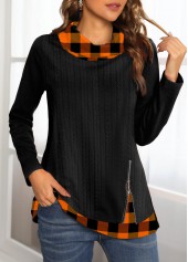 Black Plus Size Geometric Print Regular Sleeve Sweatshirt