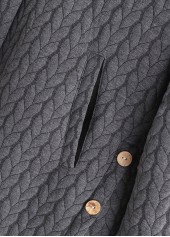 Pocket Grey Long Sleeve Hooded Coat