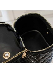Black Zip Chains Pearl Shoulder Bag