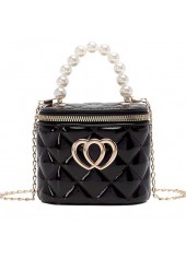 Black Zip Chains Pearl Shoulder Bag