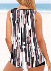 Geometric Print Metal Ring Multi Color Tankini Top-No Bottom