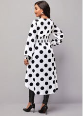 Polka Dot Long Sleeve White Smocked Blouse