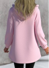 Long Sleeve Asymmetric Hem Pink Zipper Jacket