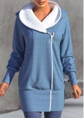 Zipper Dusty Blue Long Sleeve Jacket