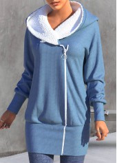 Zipper Dusty Blue Long Sleeve Jacket