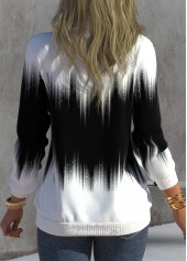 Ombre Zipper Black High Neck Long Sleeve Sweatshirt
