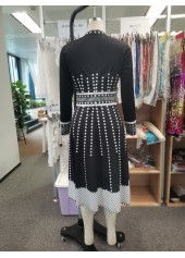 Mock Neck Geometric Print Long Sleeve Dress