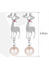 Round Design Pearl Detail Silvery White Earrings