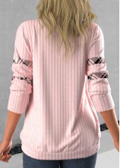 Plus Size Faux Two Piece Tie Side Light Pink Sweatshirt