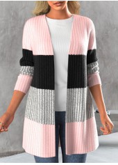 Long Sleeve Light Pink Open Front Cardigan