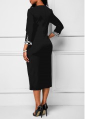 Houndstooth Print Black Faux Two Piece Dress