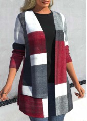 Geometric Print Dark Grey Marl Coat