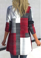 Geometric Print Dark Grey Marl Coat