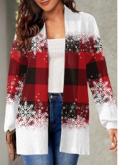 Plaid Red Christmas Long Sleeve Coat