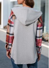 Plus Size Multi Color Plaid Long Sleeve Coat