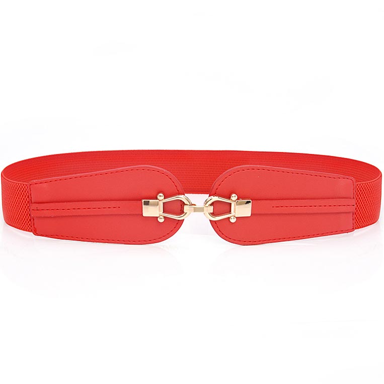 Elastic Deisgn Red Metal Detail Belt