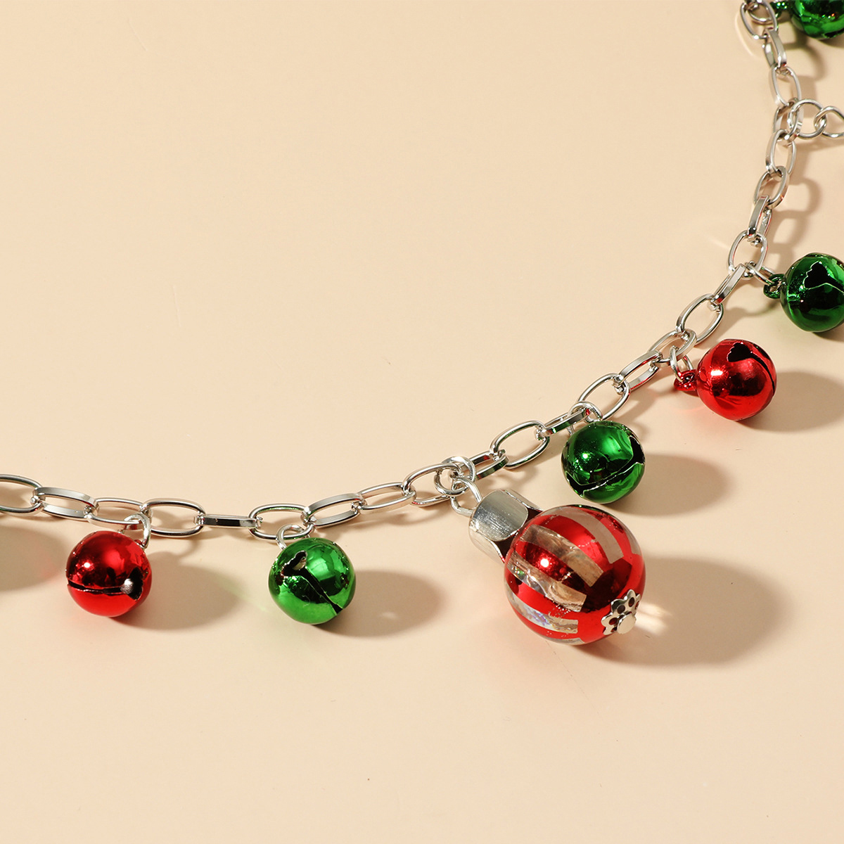 Red Round Contrast Bells Design Necklace