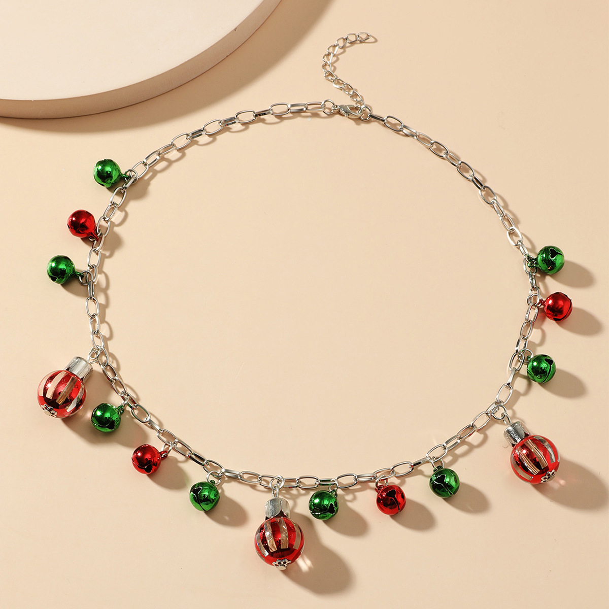 Red Round Contrast Bells Design Necklace
