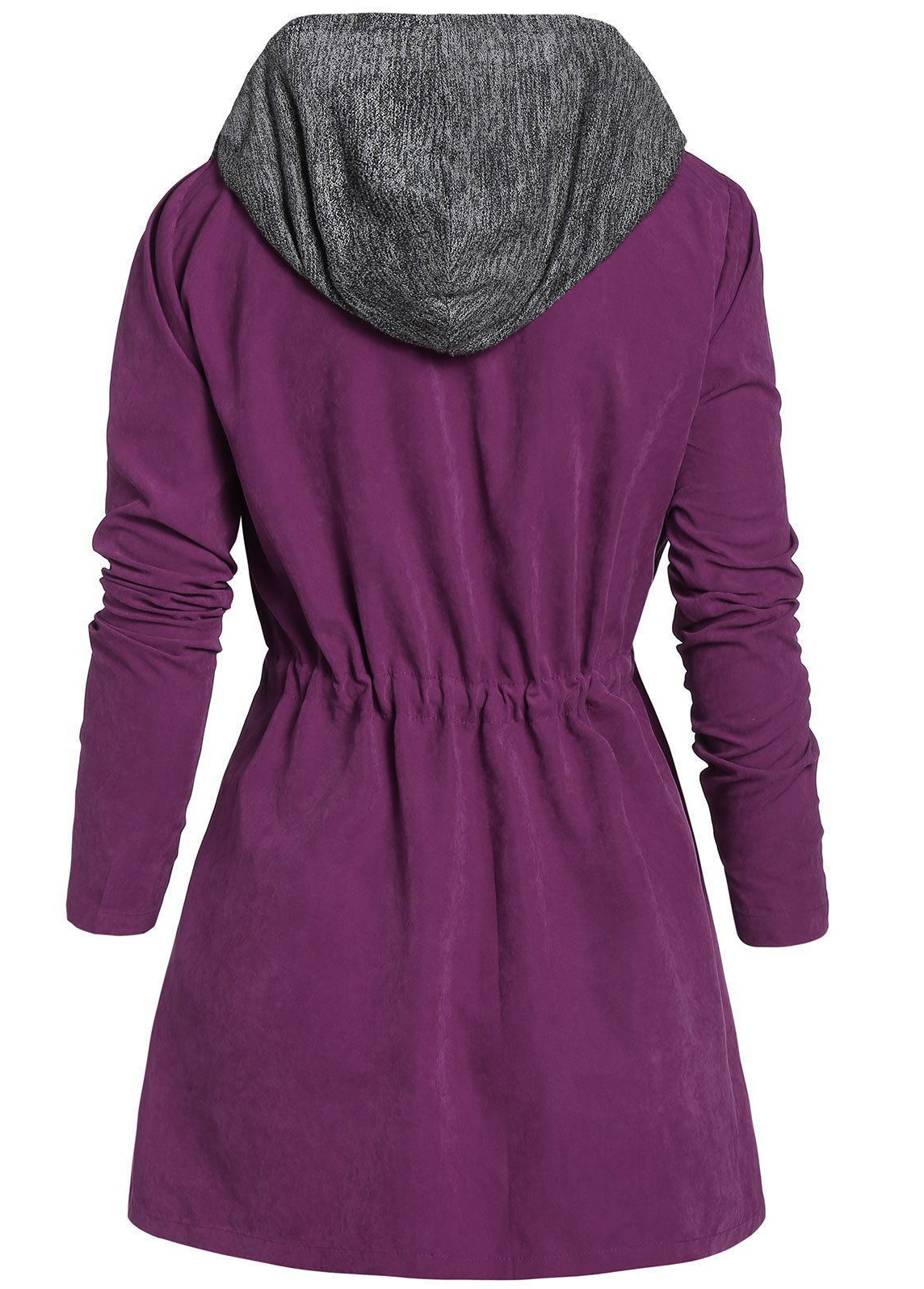 Violet Plus Size Drawstring Long Sleeve Hooded Coat
