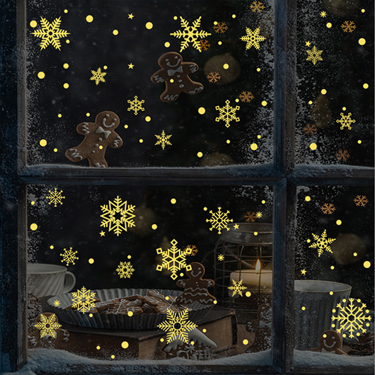 Christmas Design Snowflake Print Gold Sticker
