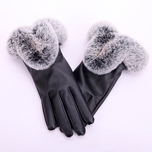 Leather Black Warming Full Finger Gloves