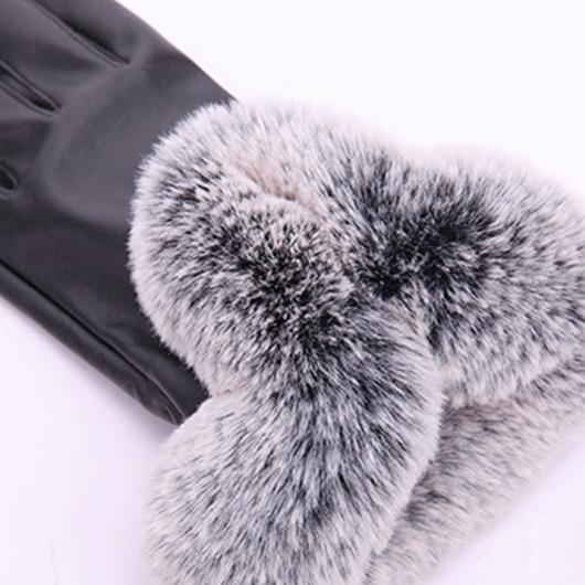 Leather Black Warming Full Finger Gloves