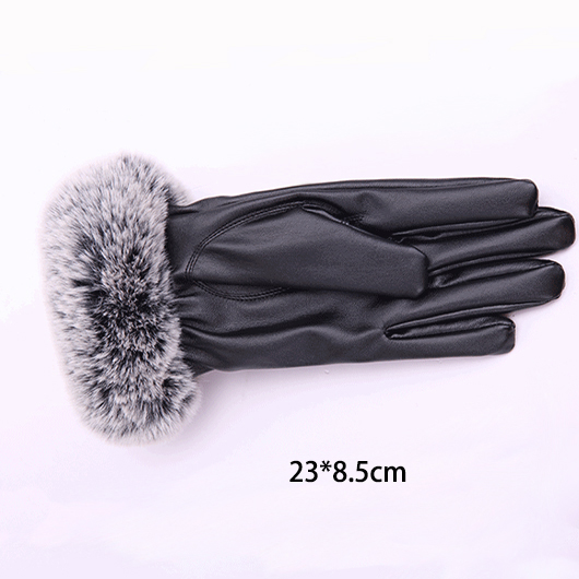 Leather Black Warming Full Finger Gloves