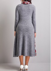 Tartan Print Button Dark Grey Dress