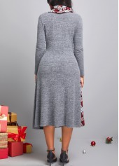 Tartan Print Button Dark Grey Dress
