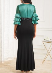 Sequin Contrast Shinning Black Maxi Dress