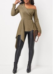 Asymmetry Dark Grey Marl Long Sleeve Blouse