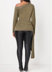 Asymmetry Dark Grey Marl Long Sleeve Blouse