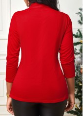 Twist Front 3/4 Sleeve Red T Shirt