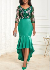 Embroidery Green High Low Mermaid Dress