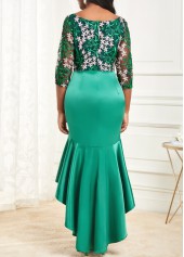 Embroidery Green High Low Mermaid Dress