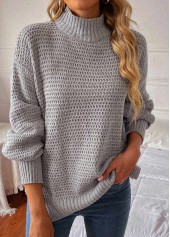 Round Neck Long Sleeve Grey Sweater
