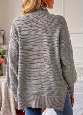 Round Neck Long Sleeve Grey Sweater