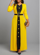 Yellow Button Dress and Long Sleeve Cardigan